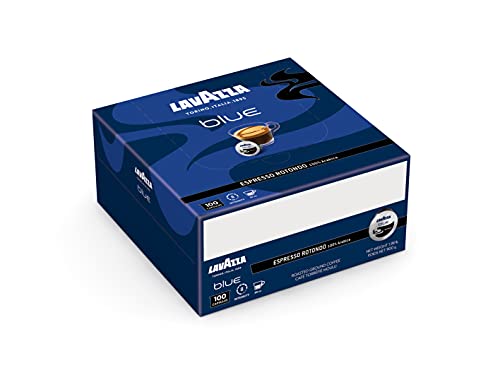 Lavazza Cápsulas de café Blue Espresso Rotondo, cápsulas de café 100% arábica compatibles con máquina de café azul, paquete de 100