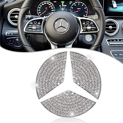 LbsAMP Bling Cristal Emblema Adhesivo Mercedes 49mm Accesorios para Volante Decoración Interior de Coche Logo Accesorios para Mercedes-Benz A E S CLA CLS GLA GLB GLC GLE GLS SL