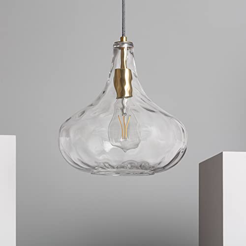 LEDKIA LIGHTING Lámpara Colgante Cristal Tassel 1400xØ300mm Dorado E27 Casquillo Gordo Cristal Decoración Salón, Habitación, Dormitorio