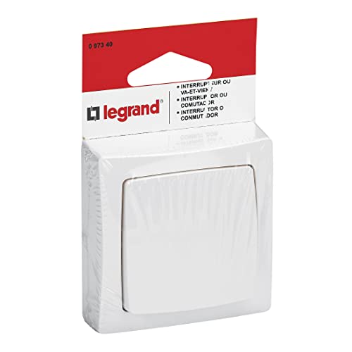 legrand 097340 Interruptor conmutador de superficie con marco, 2300 W, 230 V, Blanco