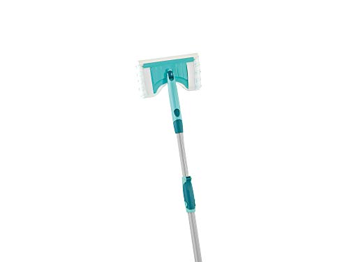 Leifheit Mopa para limpiar azulejos Flexipad con palo telescópico de 65-110 cm, mopa extensible con articulación de 360°, adecuada para grifos, Microfibra, Color Verde, pack de 1 unidad