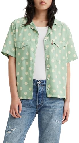 Levi's Bolos Ember de Manga Corta Camisa, Annie Dot Granito Verde, S para Mujer