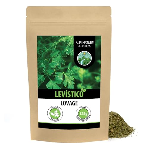 Levístico (125g), Lovage, Apio de Monte, Hierba Maggi, cortada, suavemente secada, 100% pura y natural para la preparación de mezclas de especias