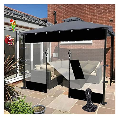 LGJEGD Cortinas de Lona cerramientos Jardin plástico 0.5mm Lona Vinilo Transparente Impermeable for el Porche con Cremallera y 10 Paquetes Pelotas elásticas