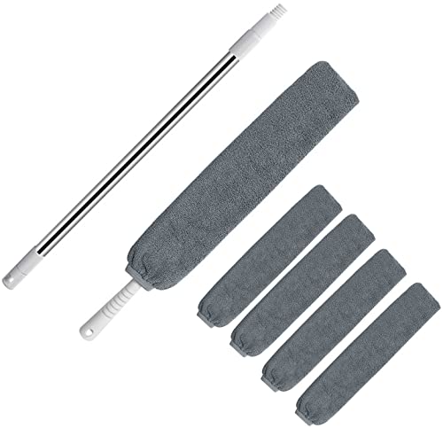 Limpiador de Polvo retráctil para Ranuras, Plumero de Microfibra, Plumero elástico con Barra telescópica de Acero Inoxidable