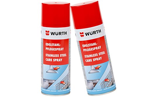 Limpiador en aerosol para mantener el acero inoxidable, de Würth; 2 botes de 400 ml