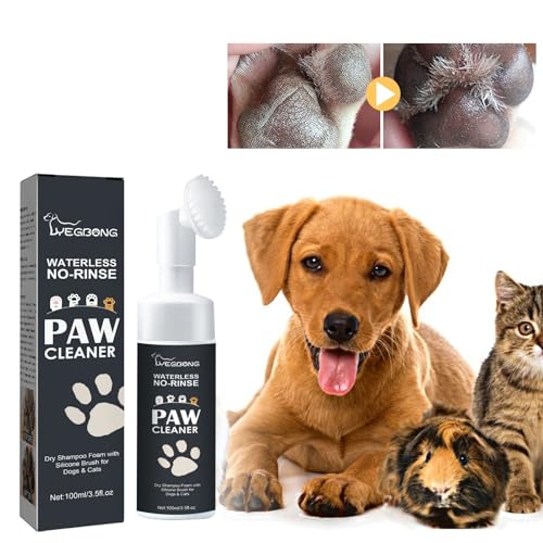 Limpiador Patas Perro, Limpiador De Patas, Cuidado De Pies Para Perros, Limpieza De Pies De Mascotas, Espuma Limpiadora De Patas Con Cepillo De Silicona Para Perros Gatos(100ml)