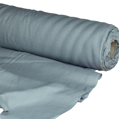 LINENFRIDAY Tela de lino azul gris, 100 % lino, 145 cm de ancho, 180 g/m², venta por metro, textiles, fibras naturales, textiles para el hogar, tejido de fibra natural, lino, fibra de lino