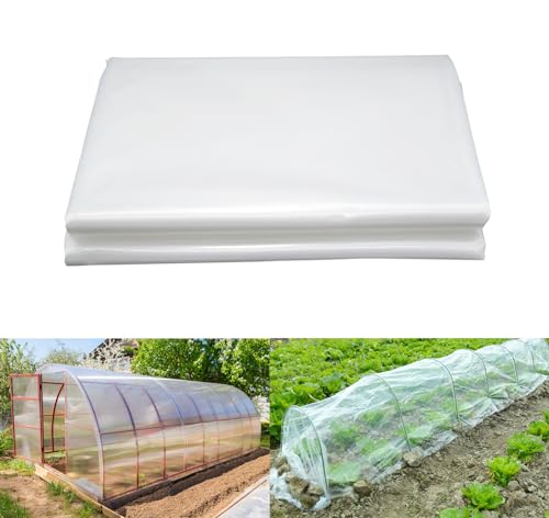 LINSOCLE Lámina de polietileno transparente de 3 m x 6 m, gruesa y resistente al desgarro, lámina de polietileno para cubrir parterres de verduras