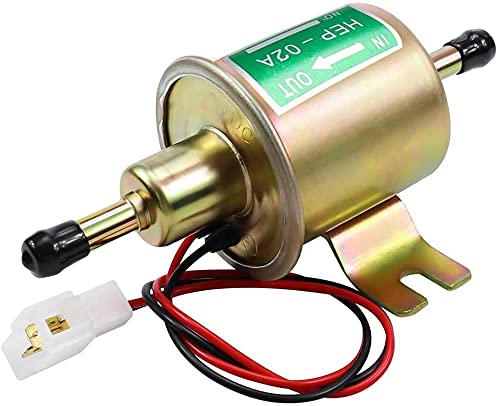 Litensh Bomba de combustible eléctrica universal, servicio pesado Gas diésel en línea de baja presión Módulo de bomba de metal Cable de fijación de pernos en línea para gasolina y diésel HEP-02A (Oro)