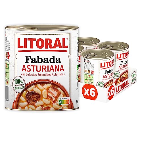 LITORAL Fabada Asturiana - Plato Preparado Sin Gluten - Paquete de 6x850g