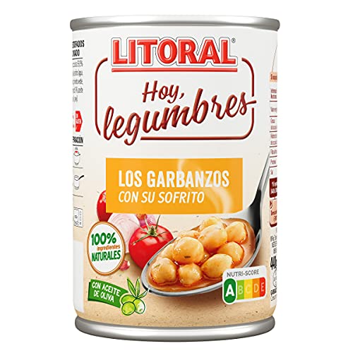 LITORAL Hoy Legumbres Garbanzos con su sofrito - Plato Preparado Sin Gluten - Pack de 15 x 440 g - Total: 6.6kg