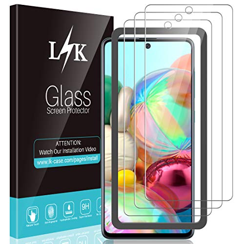 LϟK 3 Pack Protector de Pantalla para Samsung Galaxy A71 - Cristal Vidrio Templado Premium Dureza 9H Funda Compatible Anti-Arañazos Sin Burbujas Kit Fácil de Instalar Marco de Posicionamiento