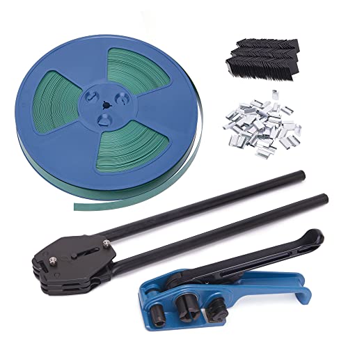LNYEBN Kit de flejado de bandas de palets de servicio pesado, poliéster plástico (PET) correas de polietileno suministros de bandas herramientas de bandas para flejar