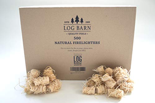 Log-Barn 500 encendedores de leña ecológicos Naturales - iniciadores de Fuego por Caja. Ideal para iluminar Fuegos en Estufas, barbacoas, hornos de Pizza, fogatas y ahumadores