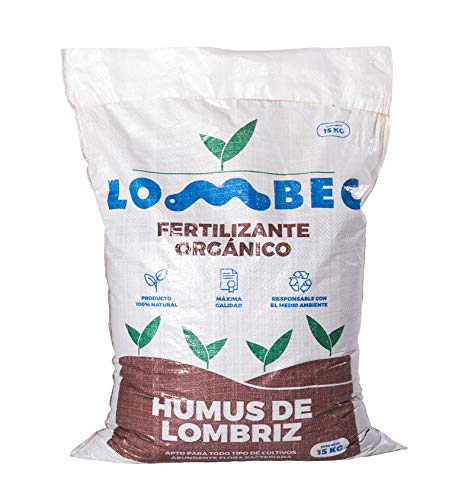 LOMBEC Humus de Lombriz, Saco 25L (15Kg). Fertilizante orgánico, vermicompost 100% Natural. ABONO ecológico Apto para Cualquier Cultivo. Ideal para huertos urbanos. … (15)