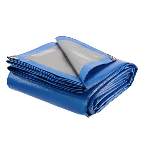Lona Impermeable para Exterior con Ojales de Aluminio y Esquinas Reforzadas, Varios Tamaños, Color Azul, Multiusos, Polietileno (PE), TBS032 (2 x 3 m, Azul/Gris)