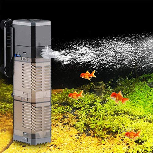 LONDAFISH filtro para acuario,oxigenador de acuario y bomba de aire de acuario 3-en-1 silencioso y de bajo consumo multifuncional interno filtro de acuario 600L/8W