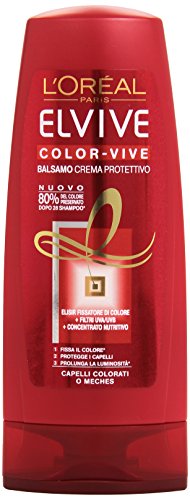 L'ORÉAL ELVIVE COLOR VIVE Bálsamo protector en crema para cabello teñido, fijador de color, protección pelo, filtro UVA/UVB, protege el cabello, da brillo y luminosidad, nutre el cabello, 200 ml