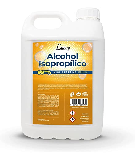 LUCCY Alcohol Isopropílico 99,9% 5 Litros - Isopropanol Puro - Limpieza y Desinfección de Superficies, Componentes Electrónicos, Objetivos, Pantallas, Impresión 3D