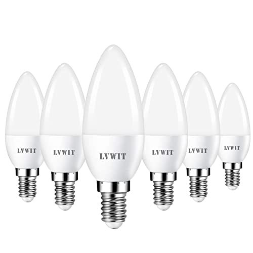 LVWIT Bombillas LED E14, Bombilla de Vela, 6.5W Equivalente a 60W, 6500K Luz Blanca Fría, 806 LM, Bajo Consumo, El Ángulo del Haz 150°. No Regulable - Pack de 6 Unidades.