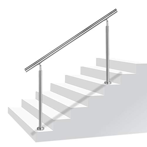 LZQ 150cm Barandilla de acero inoxidable, pared pasamanos escaleras barandilla con 0 travesaños para escaleras, balcones