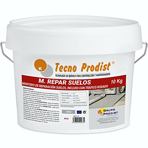 M-REPAR SUELOS de Tecno Prodist (10 Kg) – Mortero de reparación suelos hormigón o cemento, incluso con tráfico rodado (transitable por vehículos en 2 horas)