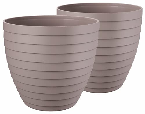 Macetas para Exterior de Plástico 30 cm (2 uds) Maceta plástico Grande para Plantas Macetero Interior Terraza Balcon para Jardinería. Tiestos Jardineras para Flores y Arboles