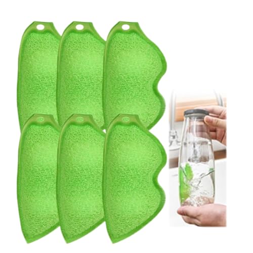 Magic Beans - Limpiador de botellas de 6 unidades, esponja de limpieza de botellas en forma de frijoles, esponja de limpieza de botellas reutilizable, esponja de botella resistente al calor para