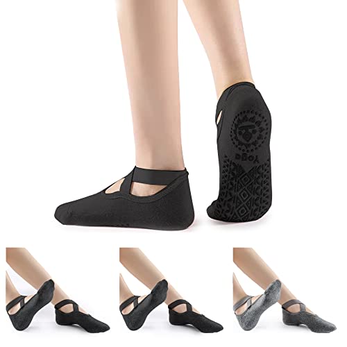 4 pares de calcetines antideslizantes para mujer y niña, calcetines de yoga  y pilates, artes marciales, fitness, barre danza, calcetines de tobillo
