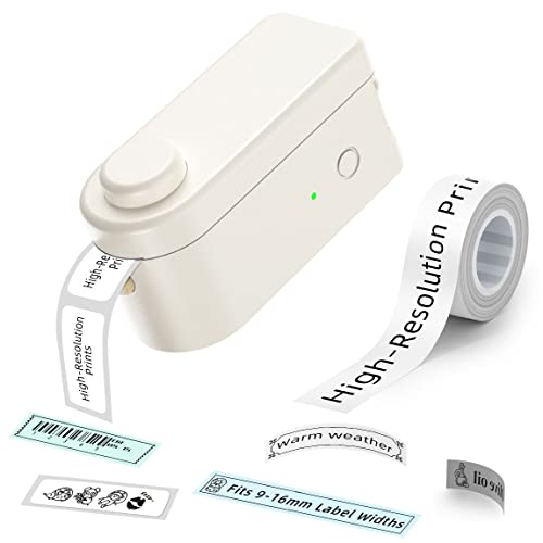 Makeid Etiquetadora Bluetooth HD 300DPI | Impresora de Etiquetas Portátil | con Cinta de Etiquetas, Oficina o para el hogar, Compatible con iOS Android Blanco