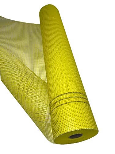 Malla de refuerzo de fibra de vidrio, resistente a desgarros, 165 g/m², amarillo, 4 mm x 4 mm, 3 rollos