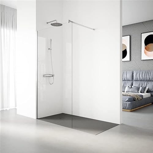 Mampara de ducha 1 hoja fija - 90 cm - Perfil Plata Alto Brillo- Vidrio templado 6 mm Transparente - Antical