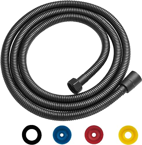 Manguera de Ducha, Flexo Ducha de Acero Inoxidable, Manguera de Ducha con 4 Limitador de Flujo de Aire, Rosca Hembra Especialmente Flexible y Resistente a la Torsión(G1/2", 2M Negro）