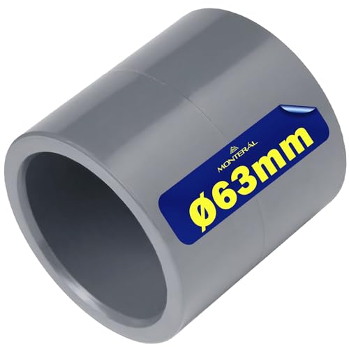 Manguito PVC U Ø 63 mm Se Utiliza para Unir Dos Tubos con Cola - Garantía de 10 Años - MONTERAL