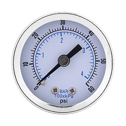 Manómetro de presión de agua, 1/8 "BSPT Manómetro de presión de metal Manómetro Herramienta de medición de la presión para agua Aire Aceite Dial Instrumento 0-60psi 0-4bar