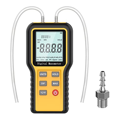 Manómetro digital de prueba de presión de gas Kethvoz, medidor de presión de gas con dos conexiones para medir el flujo de aire y , medidor de presión diferencial de gas QX1201.