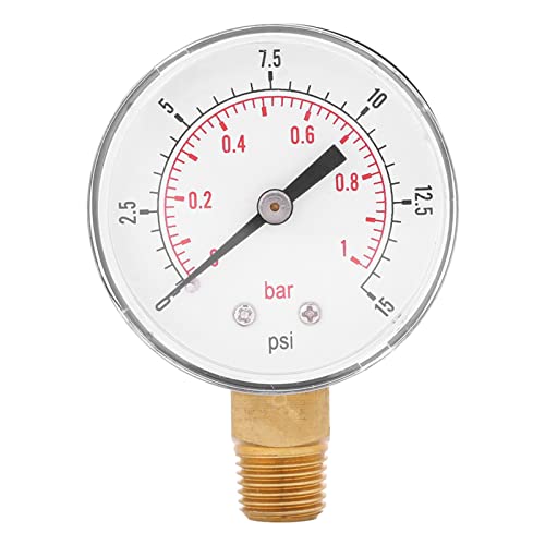 Manómetro, Minimanómetro De Baja Presión Para Aire, Agua, Aceite, Aire Y Otros Materiales No Corrosivo Al Latón 0-15 Psi/0-1 Bar Bspt