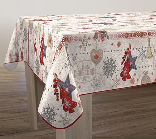 Mantel Antimanchas Feliz Navidad - Rectángulo, Poliéster, 150 x 240 cm