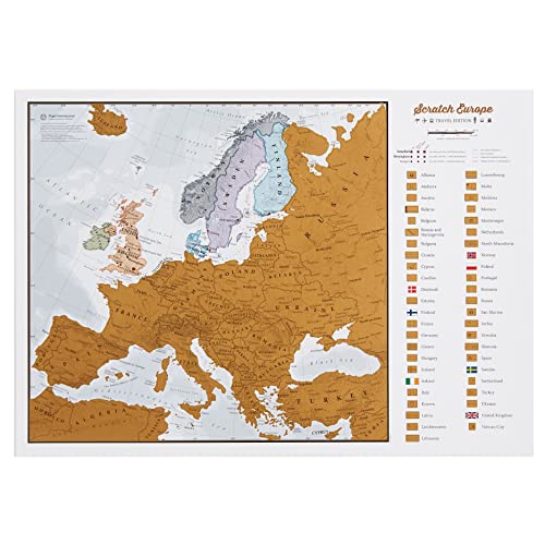 Maps International - Mapa rascable, edición europea, cartografía detallada al máximo