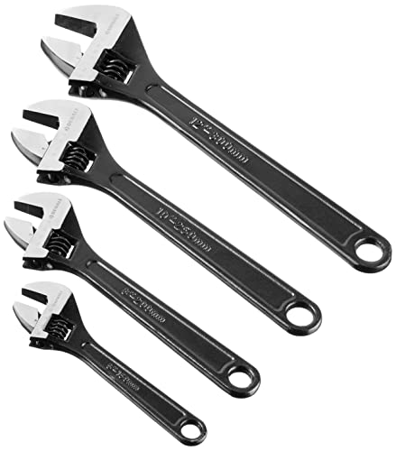 Marca Amazon - Denali llaves inglesas, 6” - 150 mm, 8” - 200 mm, 10” - 250 mm, 12” - 300 mm, 4 Unidad, Negro