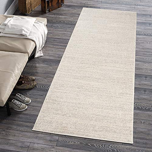 Mazovia Alfombra de Pasillo Larga - Design Abstracto Moderno Pelo Corto - Alfombras de Pasillo por Metros - Alfombras para Pasillos Largos - Moqueta por Metros - Crema Blanco 80x300cm