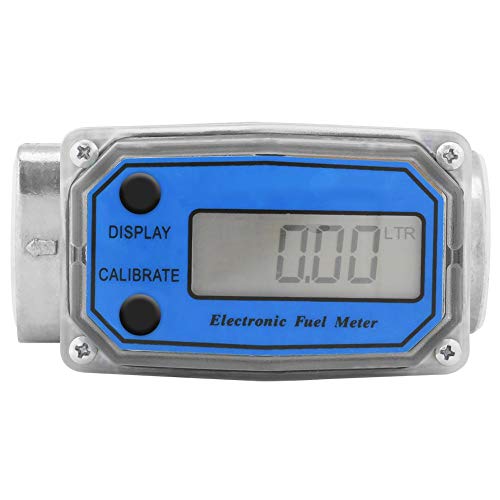 Medidor de flujo de combustible – Agua turbina digital contador de combustible diésel Gasolina Combustible Medidor de flujo 15-120L/min 1" NPT (color azul)