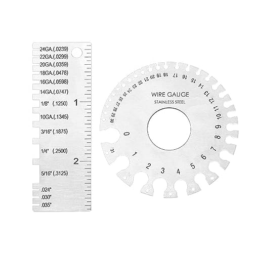 Medidor de inspección de soldadura de grosor de acero inoxidable herramienta de medición de alambre escala de calibre redondo diámetro 2X medidor de medición regla carpintería para coser contornos