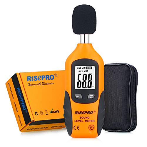 Medidor de nivel de sonido, risepro® Digital Medidor de decibelios ruido de audio dispositivo de medida doble rangos probador 40dba-130dba HT-80 A