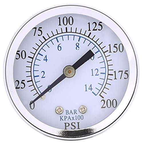 Medidor de presión Mini medidor de presión hidráulica de rosca de 1/4"Manómetro de baja presión de agua macho para combustible, aire, aceite 0-200psi/0-14bar