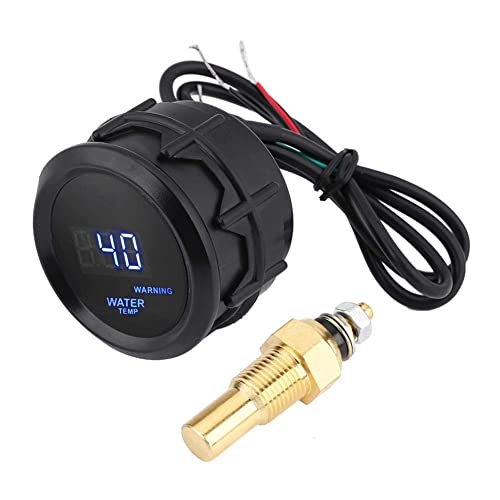Medidor de temperatura del agua del automóvil - Medidor de temperatura LED azul agua digital con sensor de temperatura 52 mm 2 pulgadas