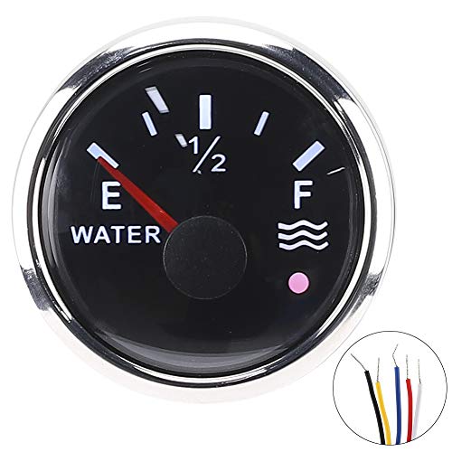 Medidor del tanque de agua | Medidores de nivel de agua de 52 mm/2 pulgadas 9‑30 V CC Alarma inteligente para barco marino RV 0‑190ohm Sensor europeo(Negro)