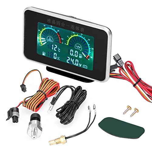 Medidor LCD 4 en 1 para coche, medidor Digital de presión de aceite, voltaje, temperatura del agua, indicador de combustible, instrumento Universal de 9-36V para coche, camión, SUV, RV