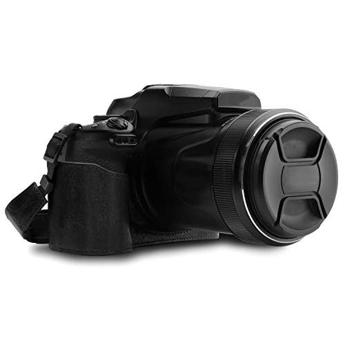 MegaGear Ever Ready - Funda para Nikon Coolpix P1000 (de Cuero, con Correa) Color Negro